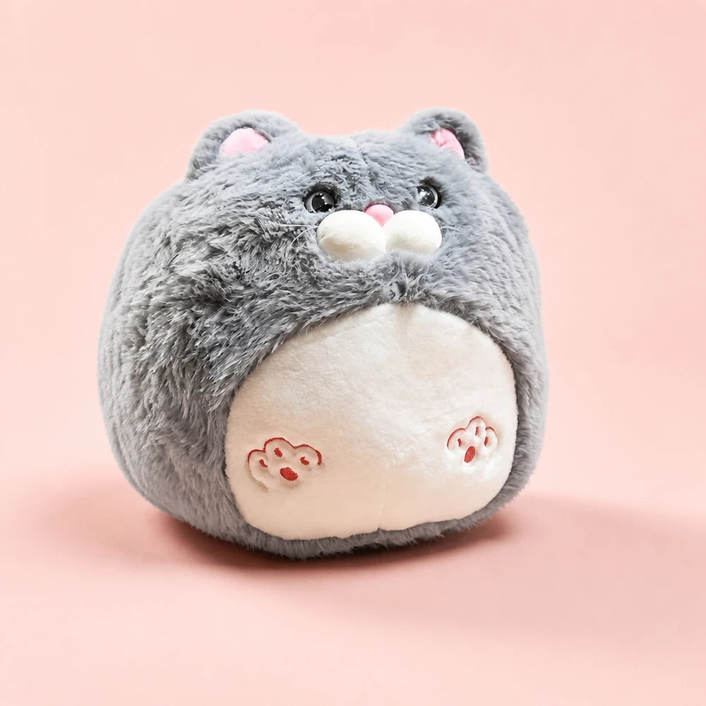 Fluffy Cat Plush Grey Front View