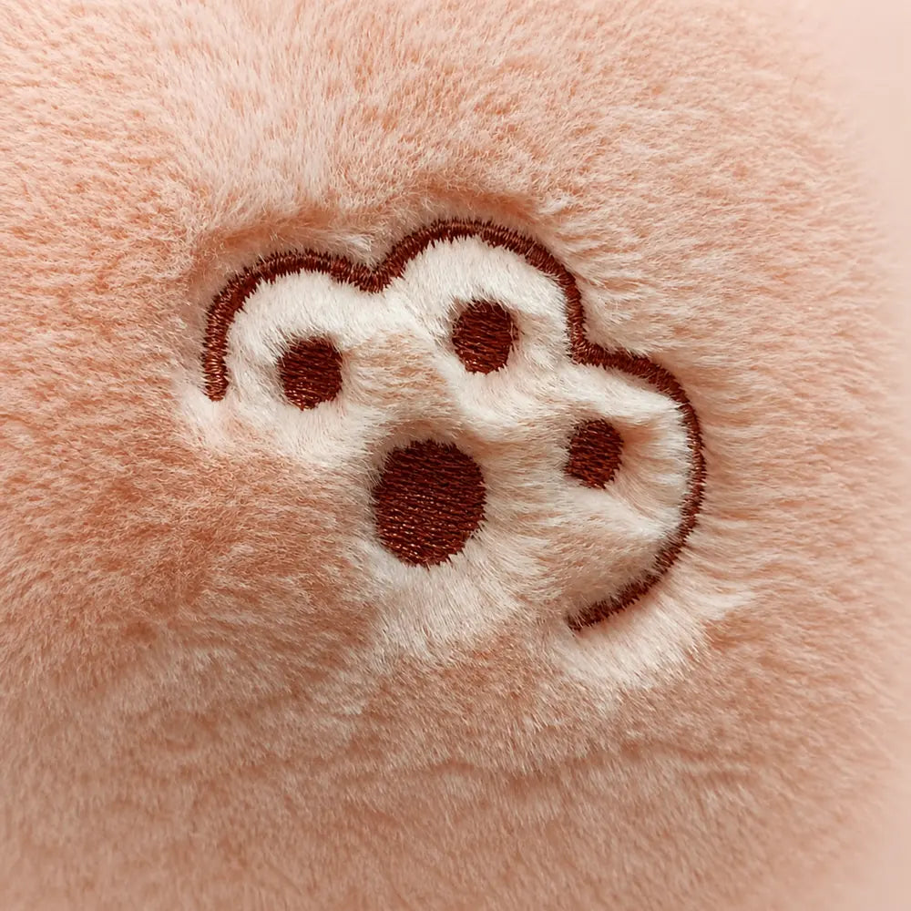 Fluffy Cat Plush Paw Embroidery Detail