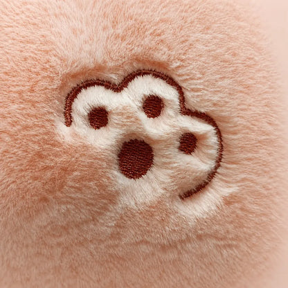 Fluffy Cat Plush Paw Embroidery Detail