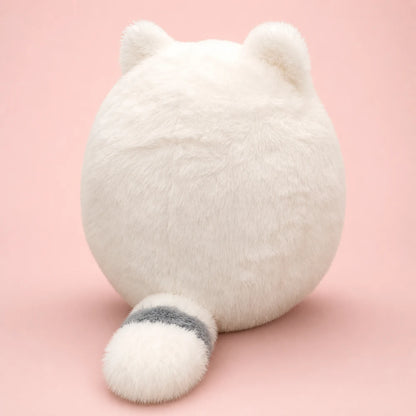 Fluffy Cat Plush White Back View