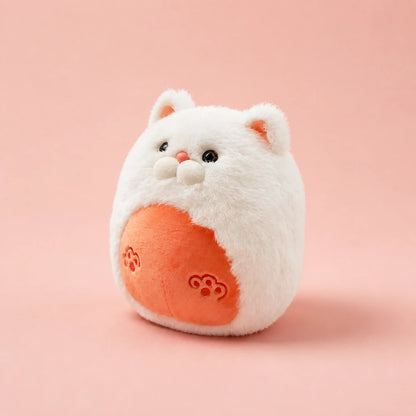 Fluffy Cat Plush White Front View