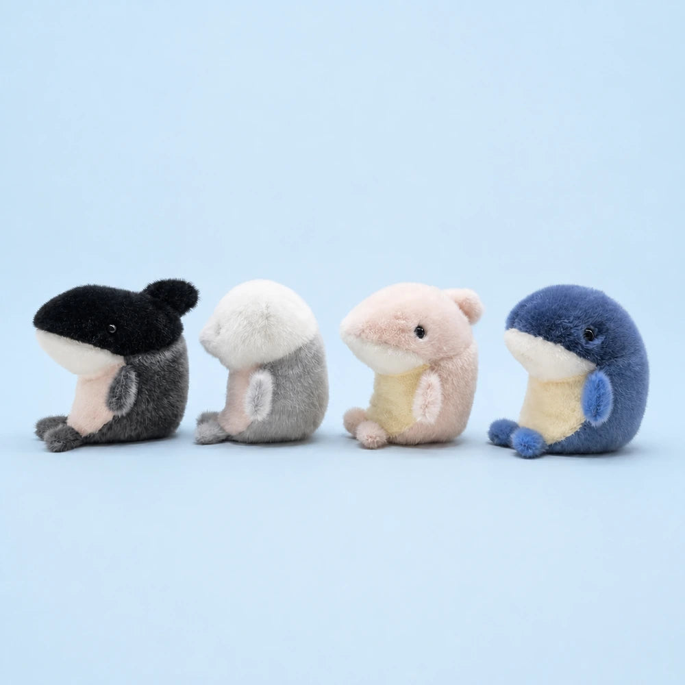 Fuzzy Baby Whale Plush – Four Colors Side View