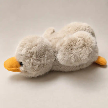 Beige Fuzzy Duck Plush - Front View