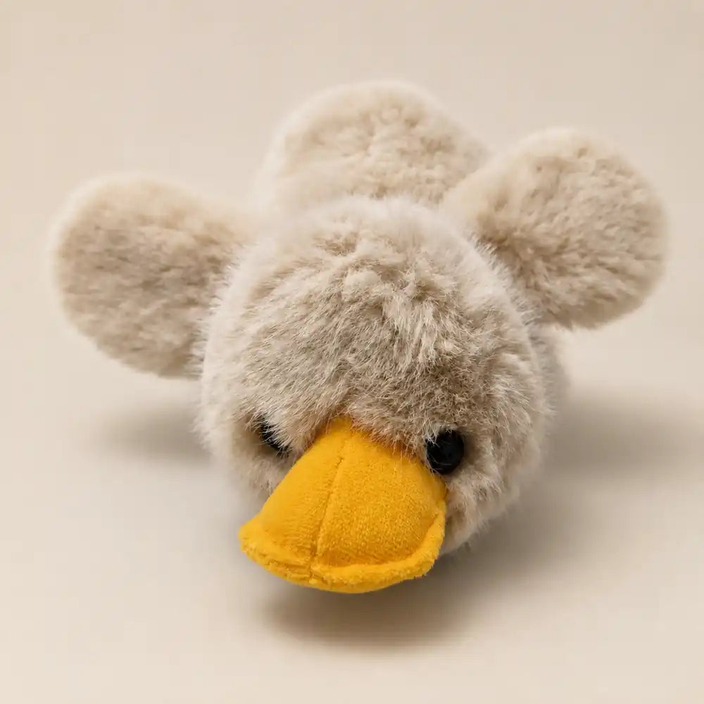 Beige Fuzzy Duck Plush - Rear View