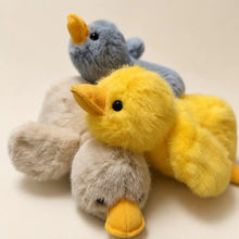 Fuzzy Duck Plush - Yellow Beige and Gray Color Family