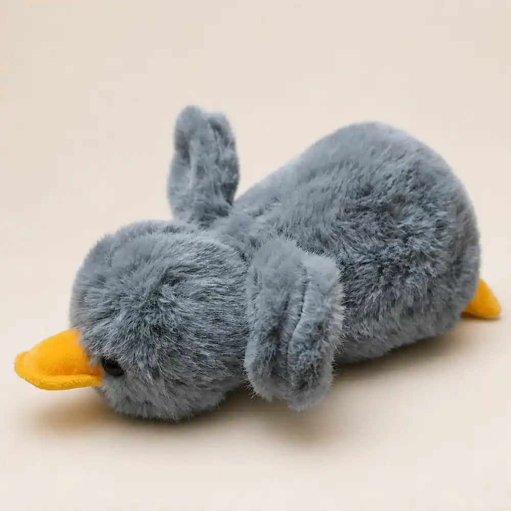 Gray Fuzzy Duck Plush - Side View