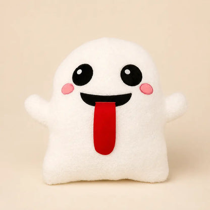 White Tongue Out Ghost Plush Studio View