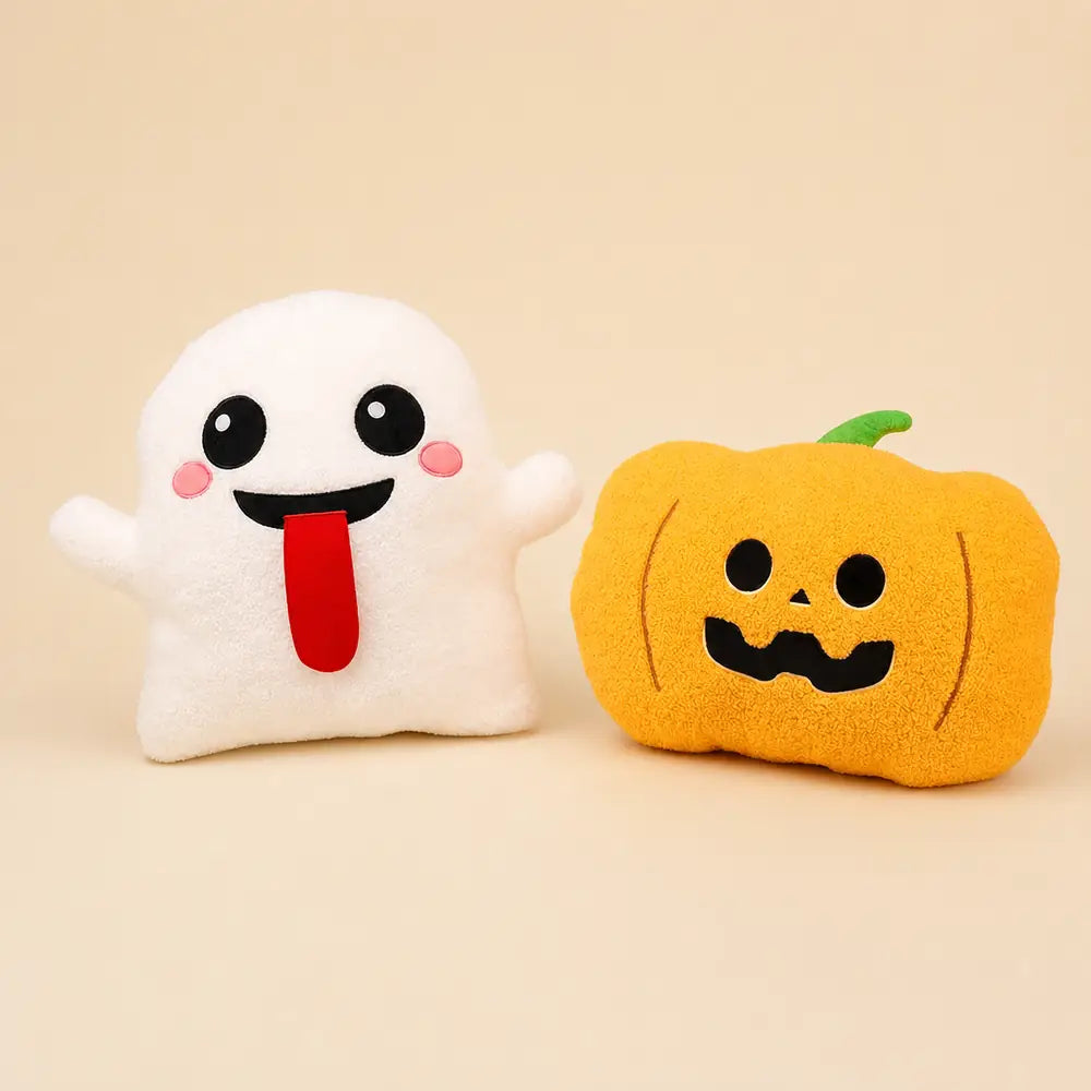 Ghost and Pumpkin Halloween Plush Studio View