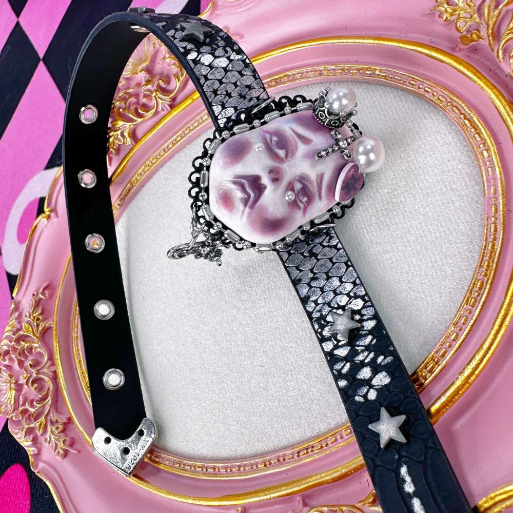 Gothic Doll Face Butterfly Choker