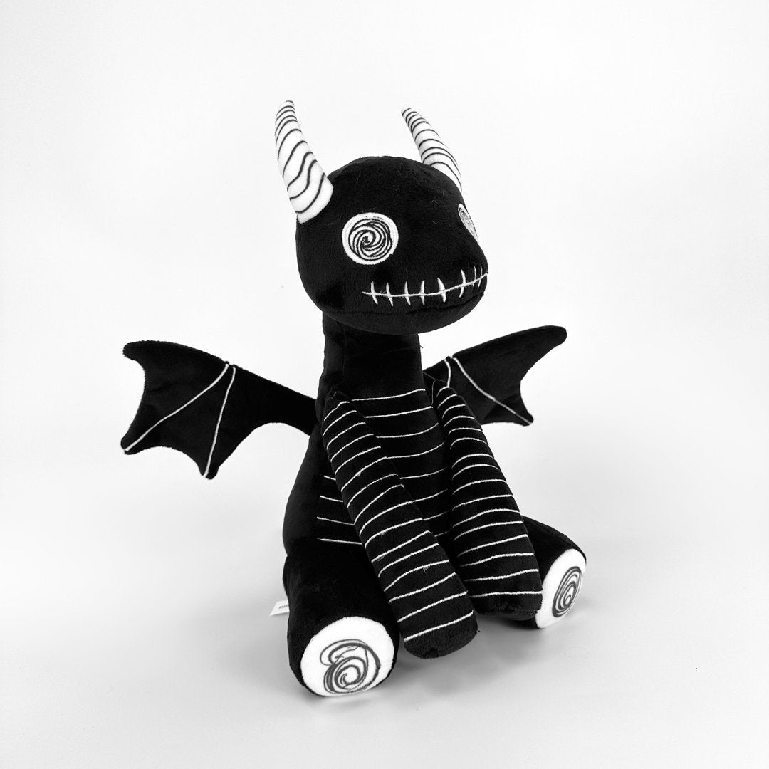 goth black dragon plush toy