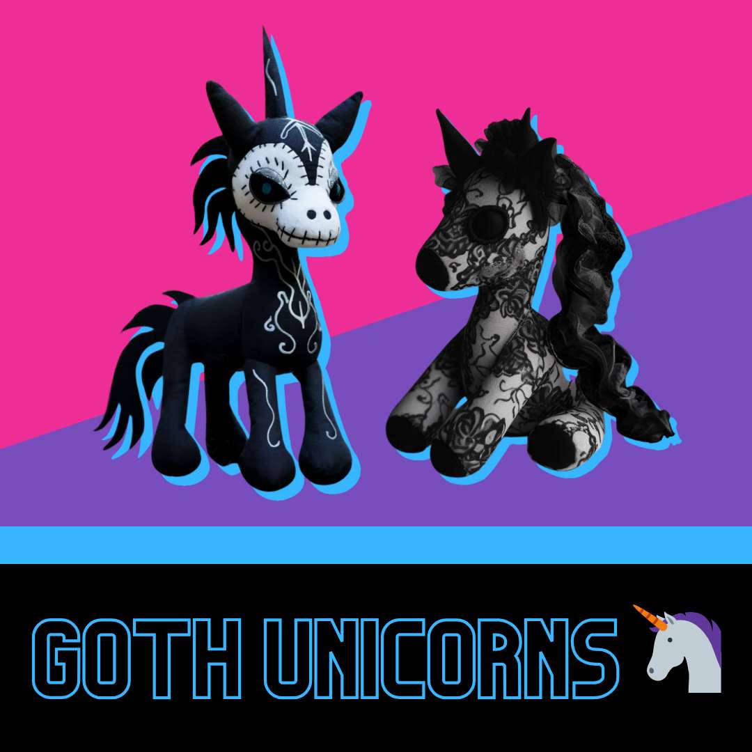 Goth unicorns plush
