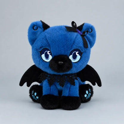 Gothic Blue Bat Cat Plush Front View
