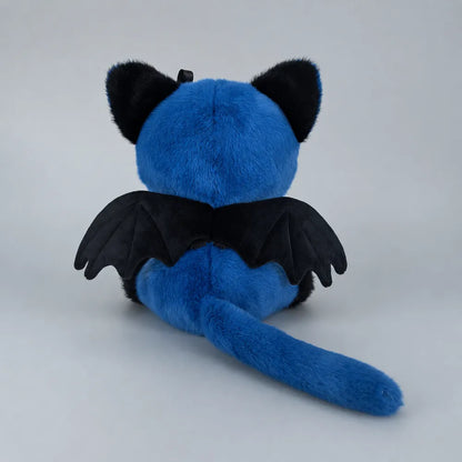 Gothic Blue Bat Cat Plush Back View Held in Hand