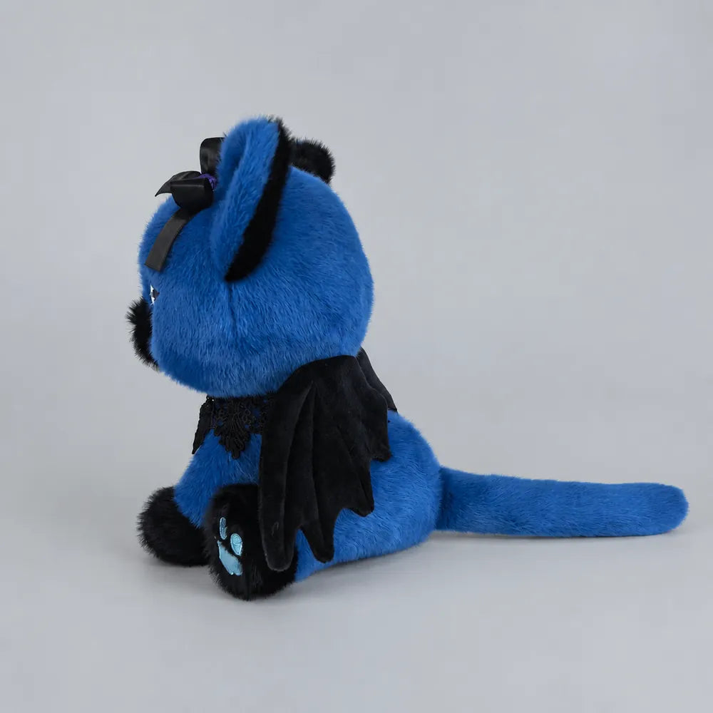 Gothic Blue Bat Cat Plush Left Side View