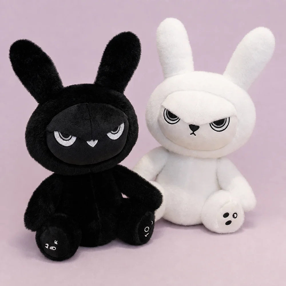 Black and White Gothic Bunny Plush Pair