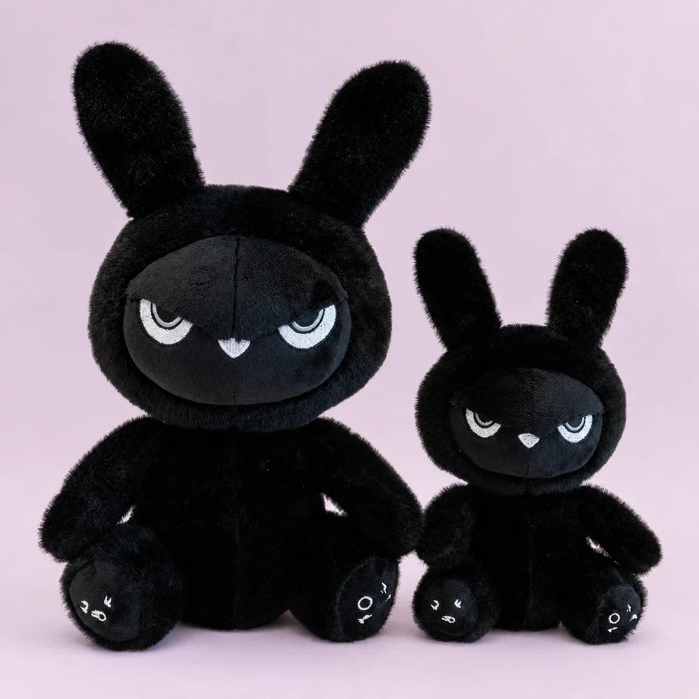 Black Gothic Bunny Plush in 30cm and 45cm Sizes