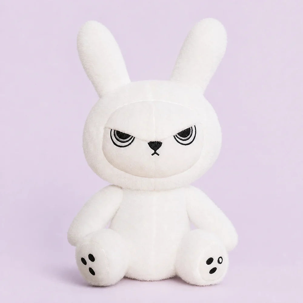 White Gothic Bunny Plush - Front View