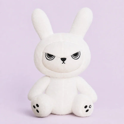 White Gothic Bunny Plush - Front View