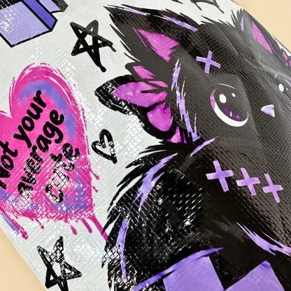 Gothic Cute Tote Bag Cat Print Detail