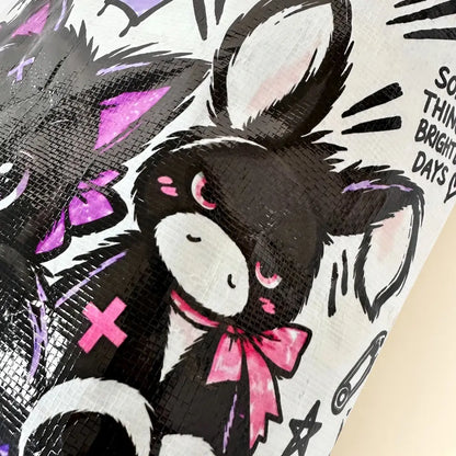Gothic Cute Tote Bag Donkey Print Detail
