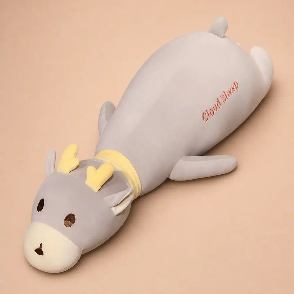 Gray Long Deer Body Pillow Plush - Studio View