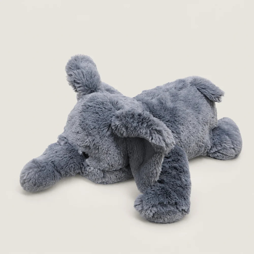 Gray Faux Rabbit Fur Elephant Plush – Resting View