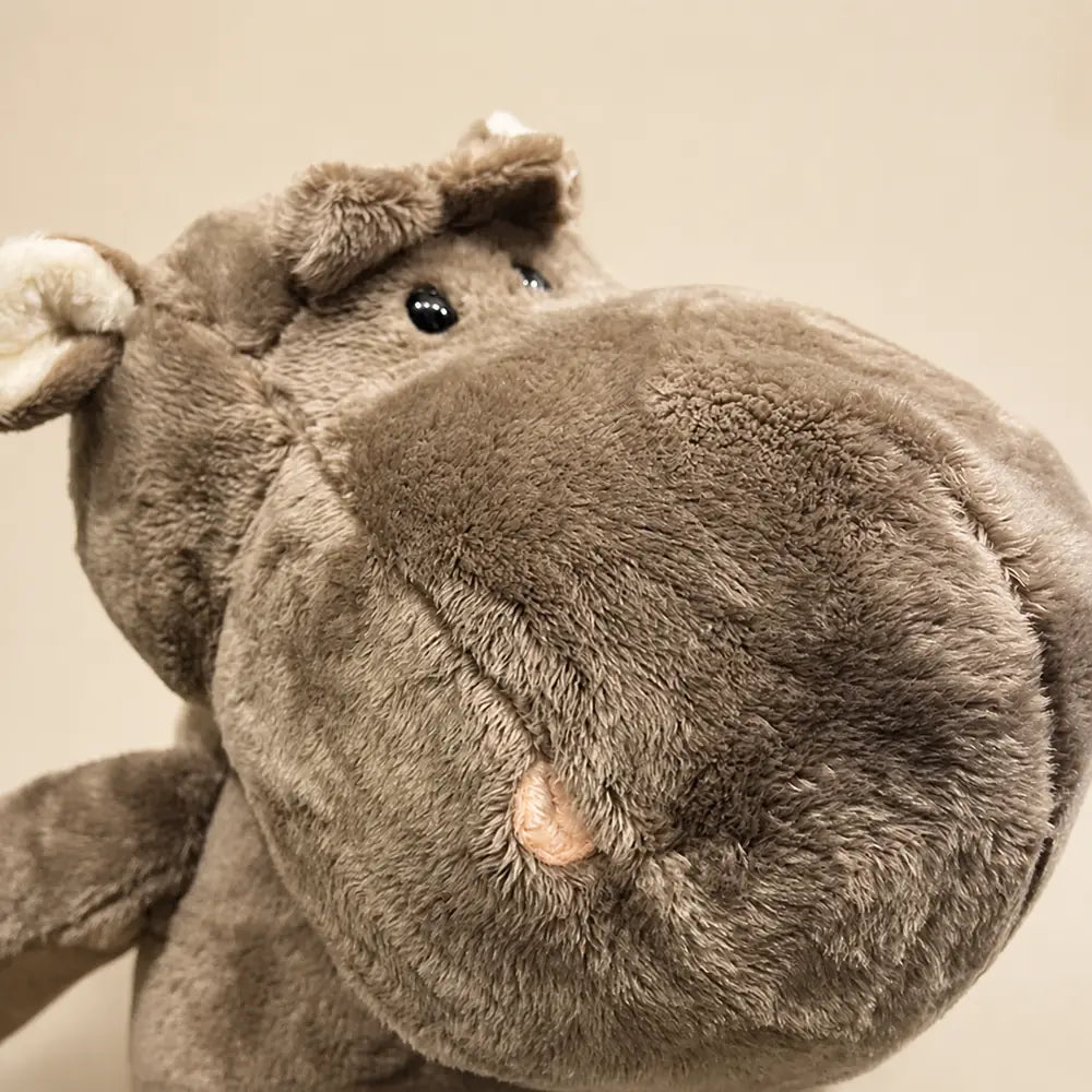 Gray Hippopotamus Plush Stuffed Animal - Face Detail