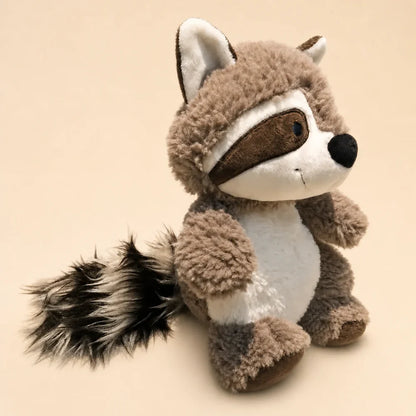 Cute Gray Raccoon Plush Toy – Three-Quarter View