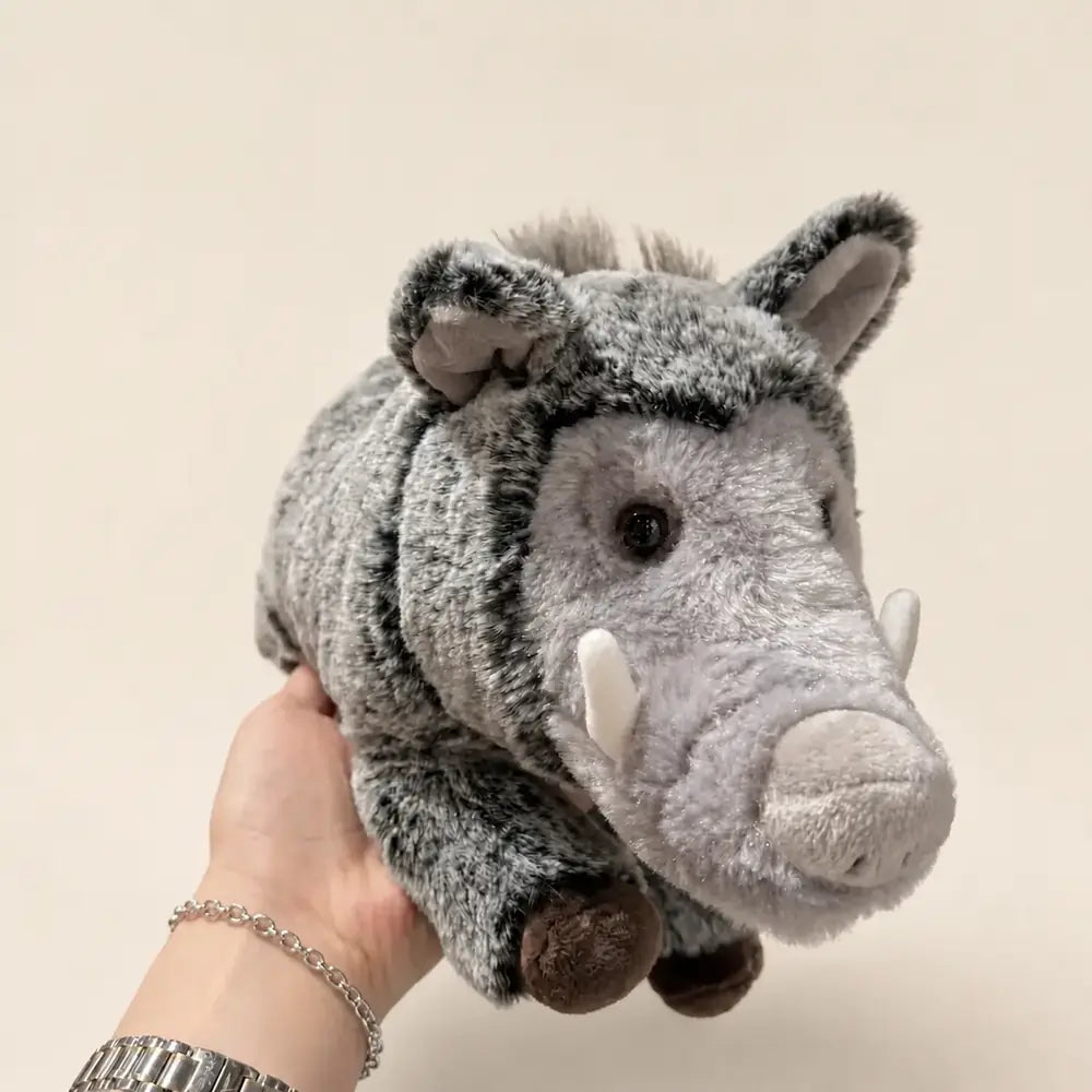Fuzzy Animal Plush Collection Gray Warthog Front View