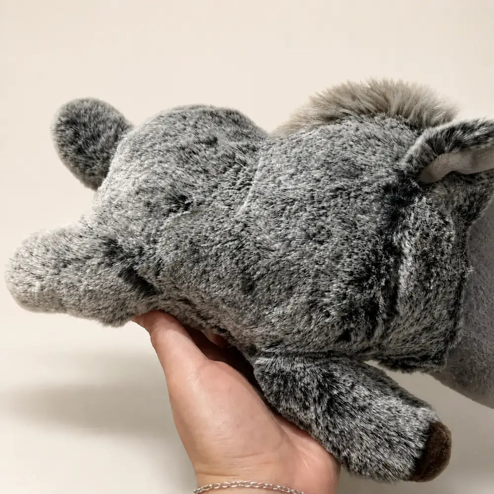 Fuzzy Animal Plush Collection Gray Warthog Side View