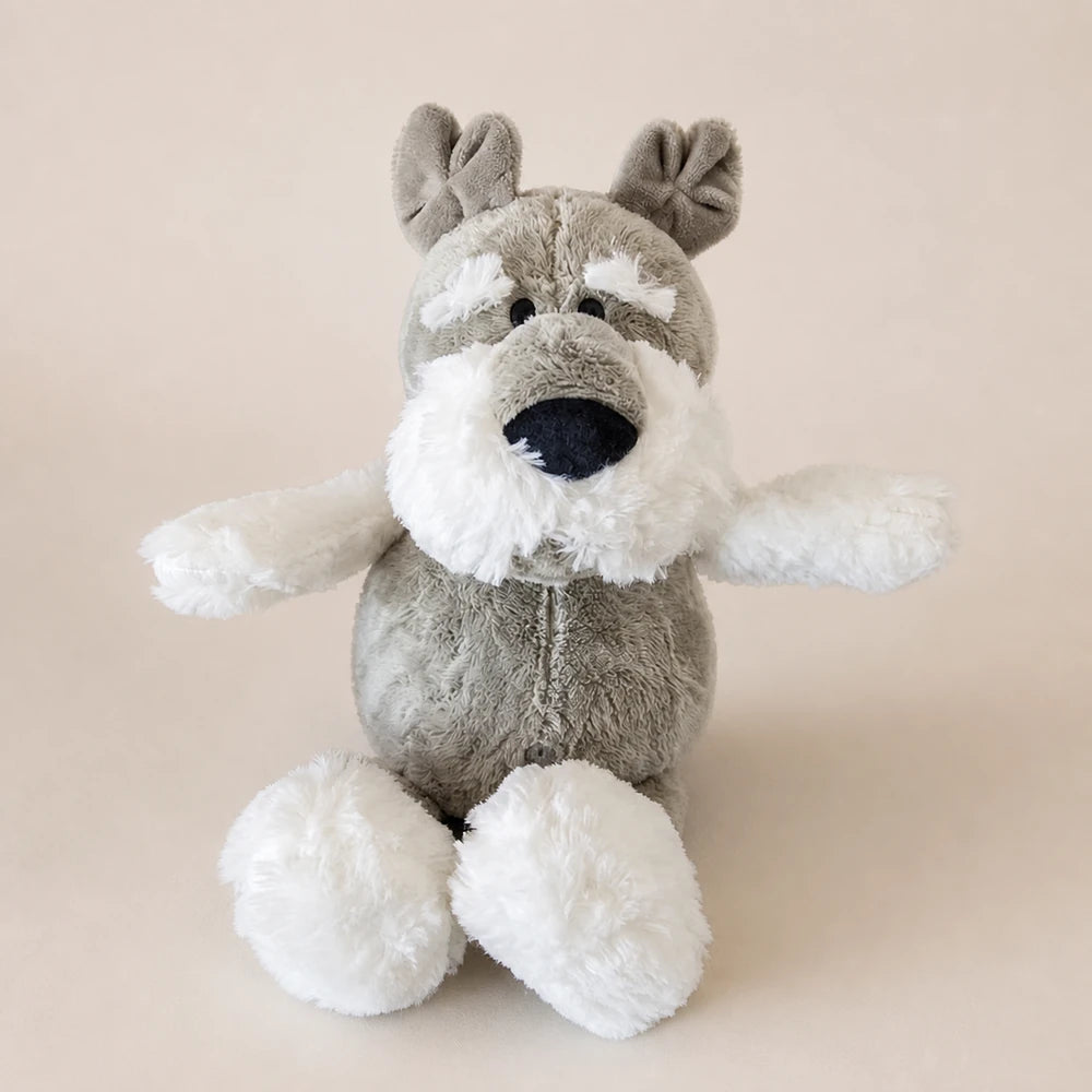Gray and White Schnauzer Dog Plush Arms Out View