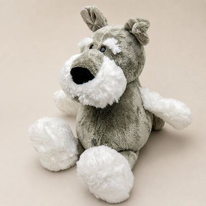 Gray and White Schnauzer Dog Plush Side View