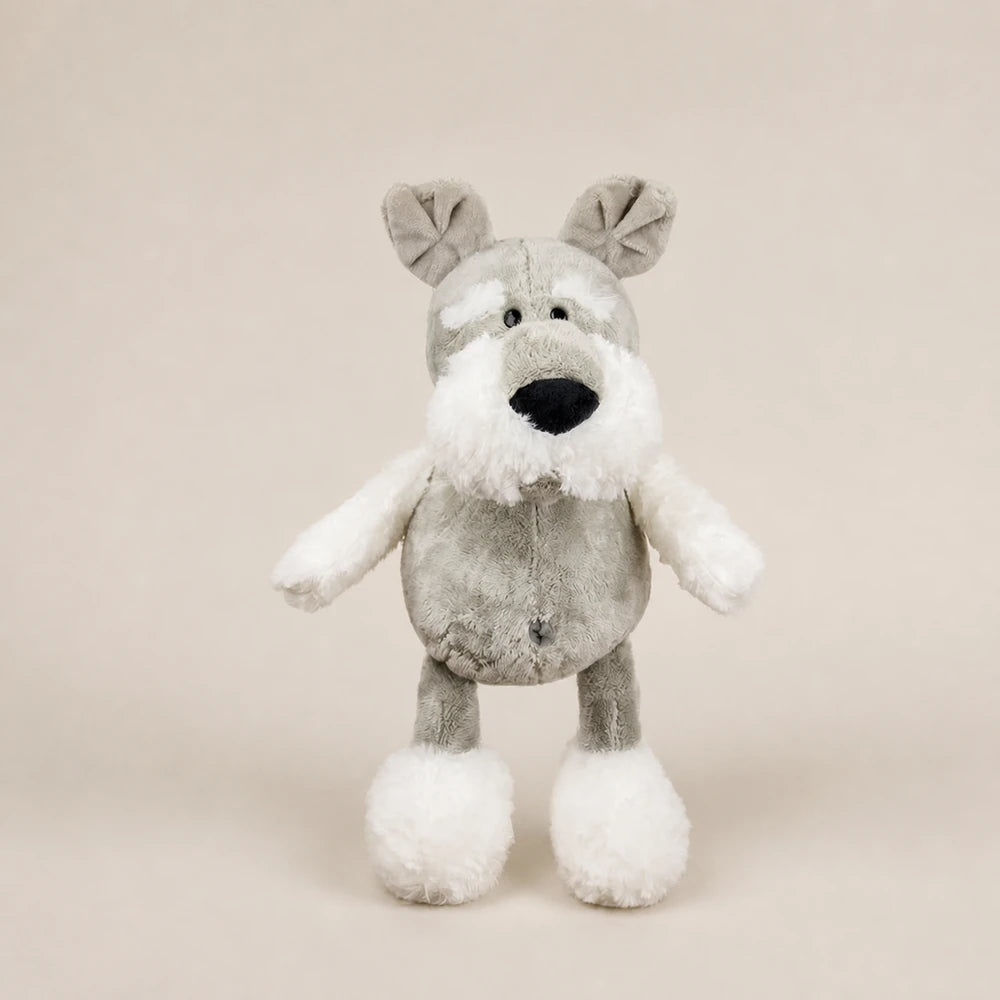 Gray and White Schnauzer Dog Plush Standing View