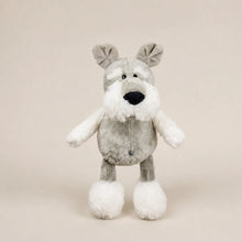 Gray and White Schnauzer Dog Plush Standing View