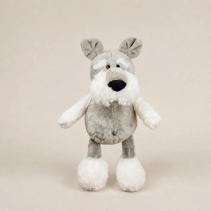 Gray and White Schnauzer Dog Plush Standing View