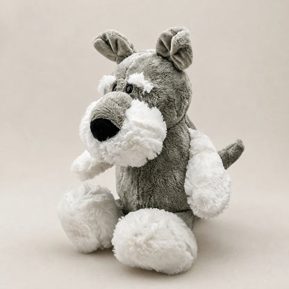 Gray and White Schnauzer Dog Plush Three Quarter View