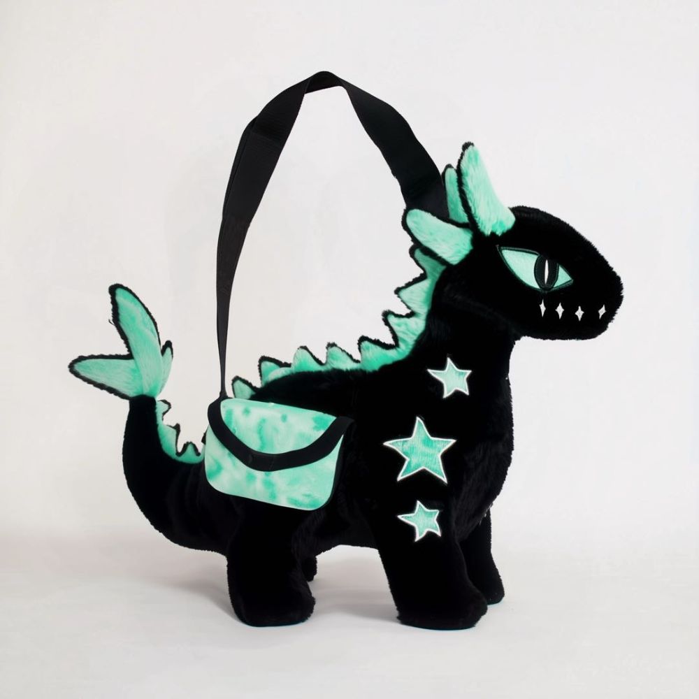 black dragon plush handbag