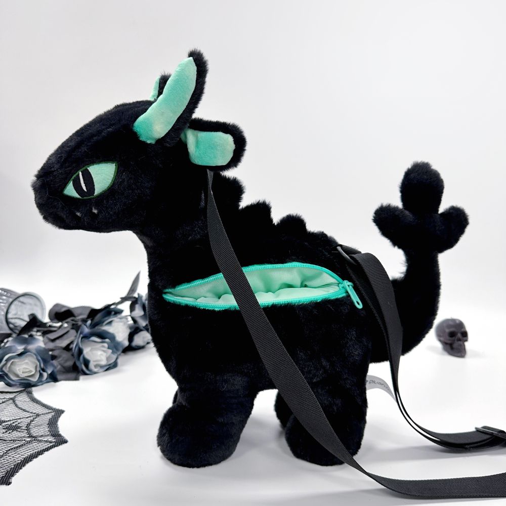 Black Dragon Plush Handbag