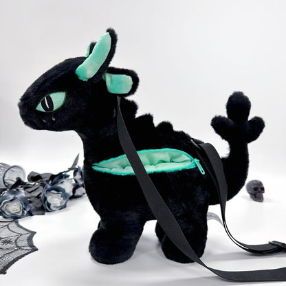 black dragon plush handbag