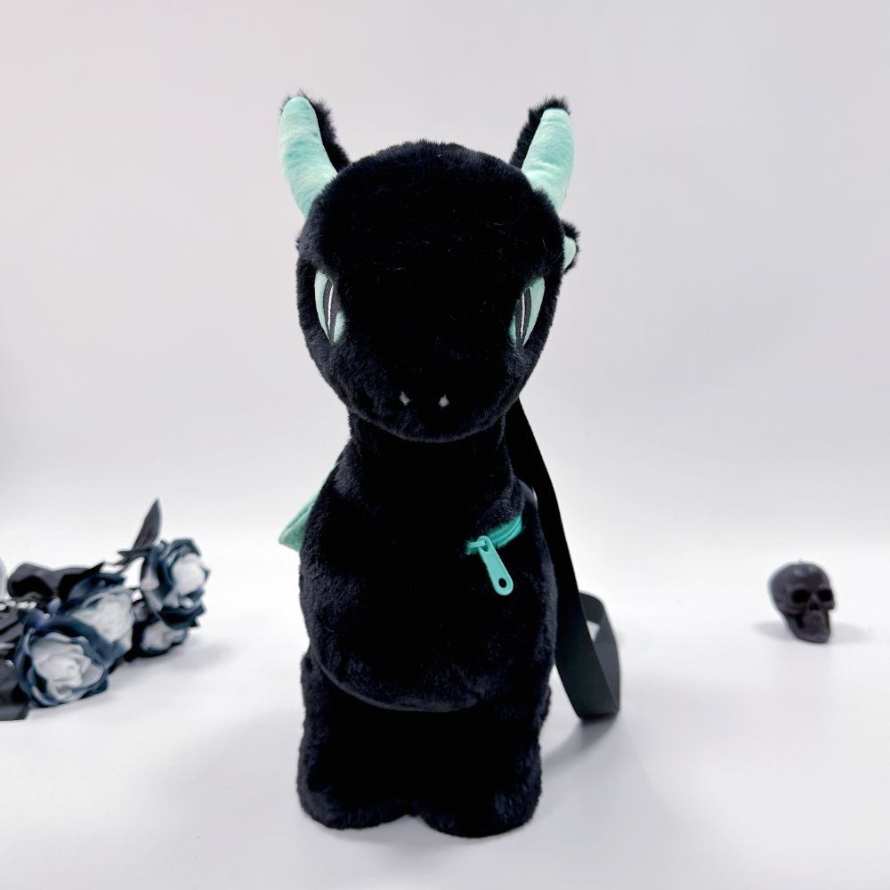 black dragon plush handbag