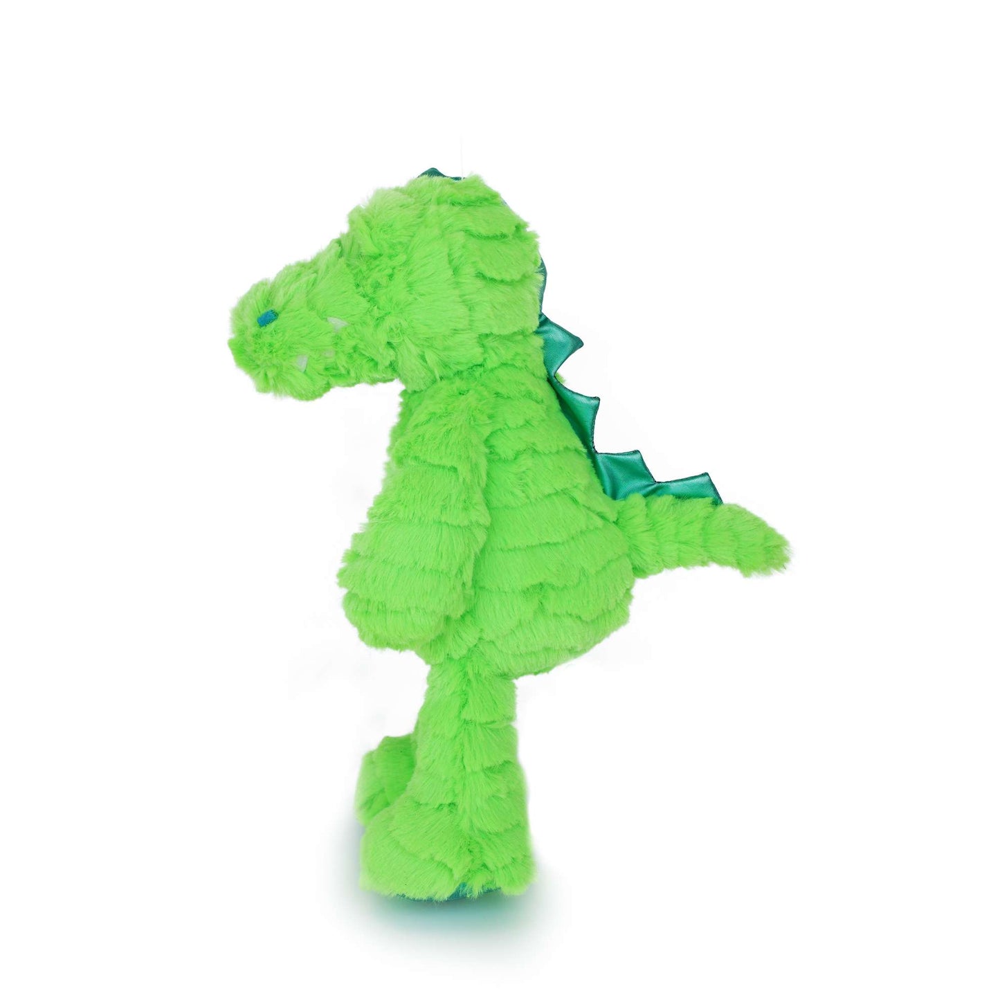 side view green fluffy alligator stuffed animal PlushThis