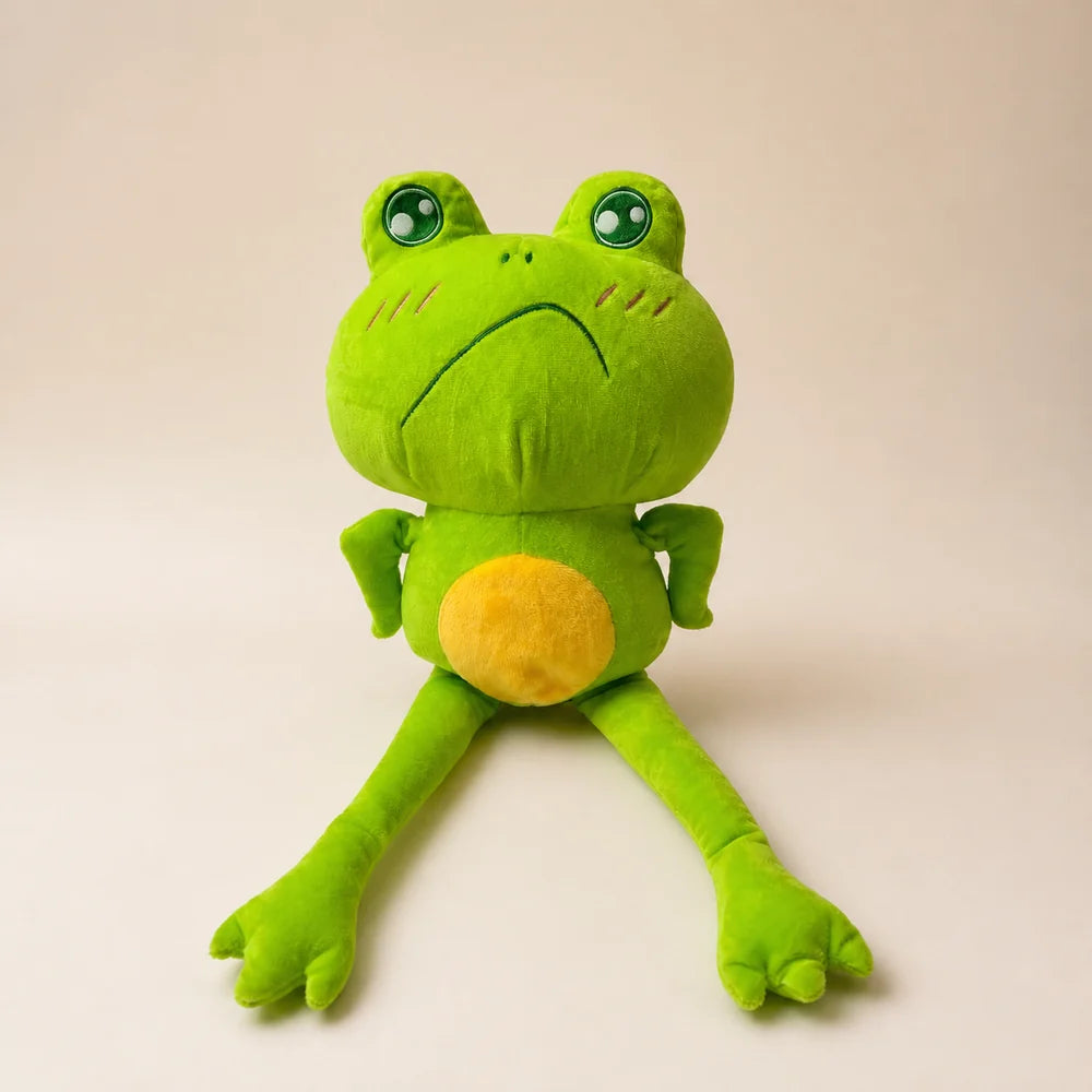 Green Frog Plush - Splayed Legs View