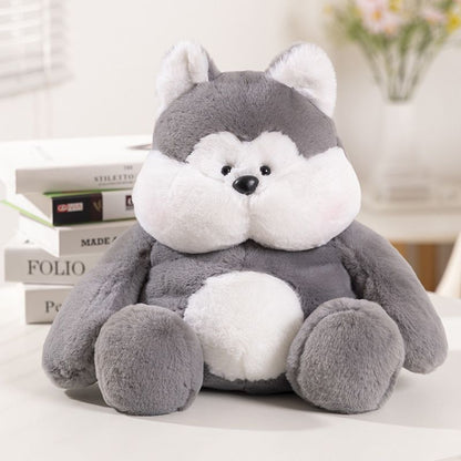 Grey Cartoon Husky Stuffed Animal