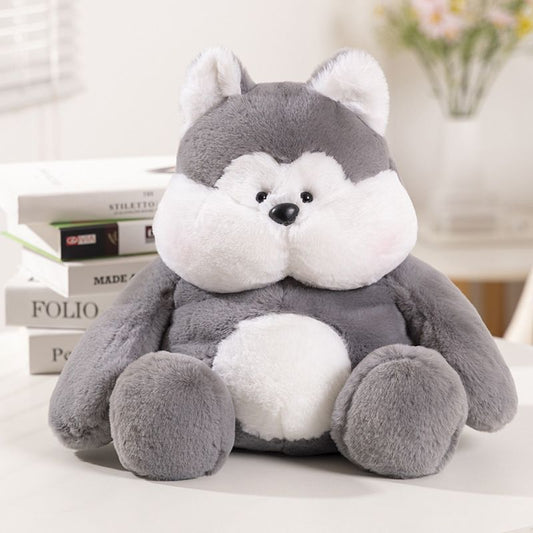 Grey Cartoon Husky Stuffed Animal