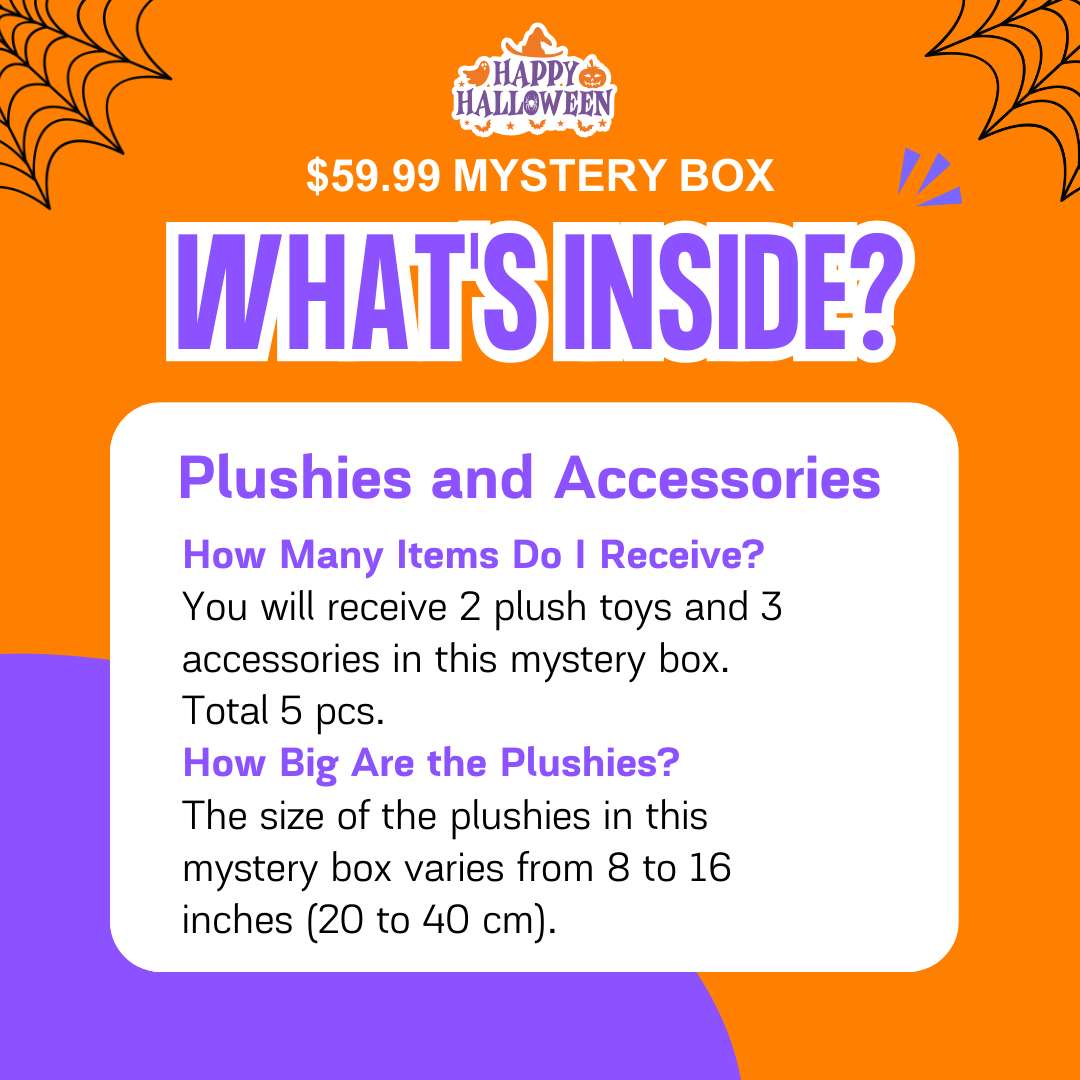 Halloween Mystery Box Plushies and Accessories - 5 Pcs