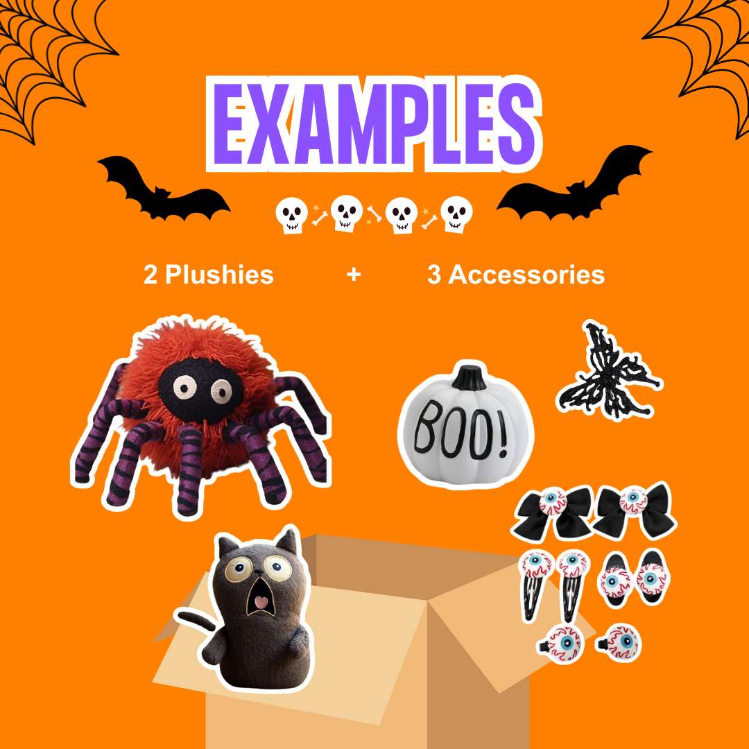 Halloween Mystery Box Plushies and Accessories - 5 Pcs