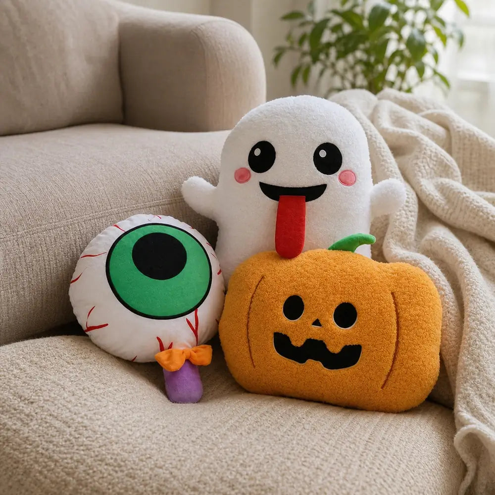 Halloween Plush Set on a Cozy Sofa