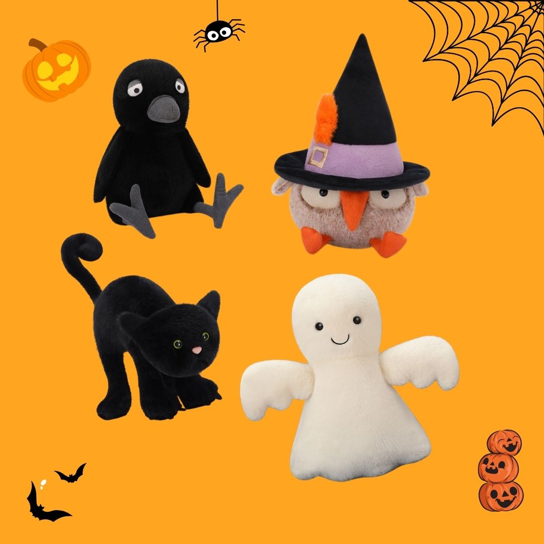 Halloween Cute Ghost Owl Crow Kitty Plush