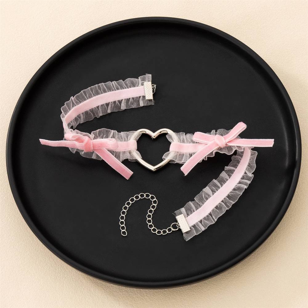 甘いハートリボンチョーカー レース