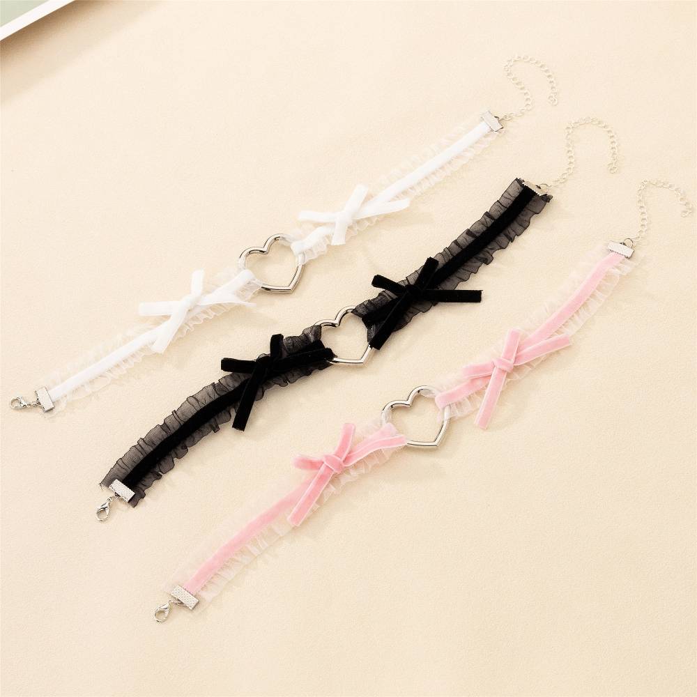 甘いハートリボンチョーカー レース